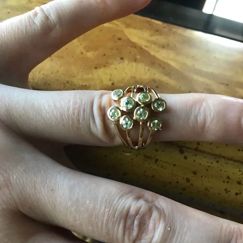 Natural Chrysoberyl Sterling Silver Bubble Ring Size 5